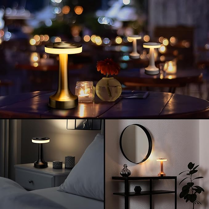 O’Bright Portable LED Table Lamp with Touch Sensor, 3-Levels Brightness, Rechargeable Battery Up to 48 Hours Usage, Night Light for Kids Nursery, Nightstand Lamp, Bedside Lamp (Rose Gold)