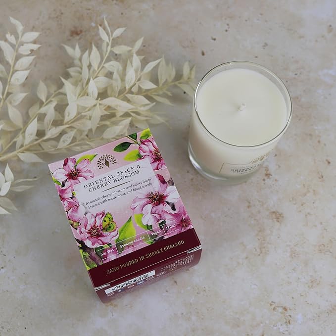 The English Soap Company, Oriental Spice and Cherry Blossom Soy Wax Candle, 170mls