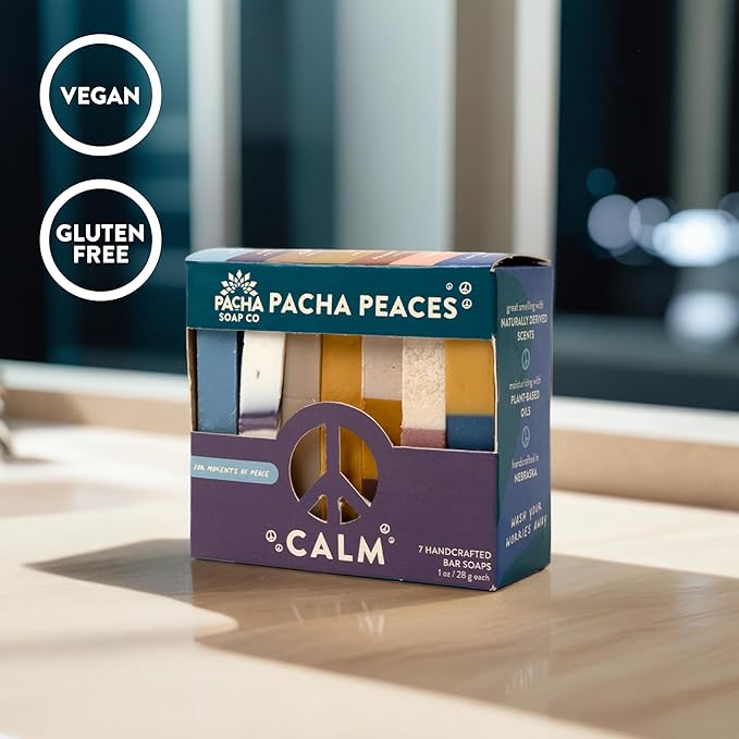 Pacha Peaces Bar Soap Calm 2 Pack | Premium, Handcrafted, Hydrating | Natural Face Wash, Hand Cleanser, Body Wash | Soothing Essential Oils, 4 oz