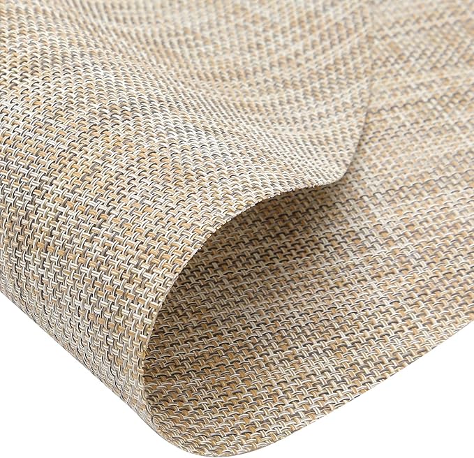 SHACOS Large Size Wedge Shape Placemats with Centerpiece Round Mat Set of 5 Round Table Place Mats Washable Dining Table Placemats Reversible, Beige