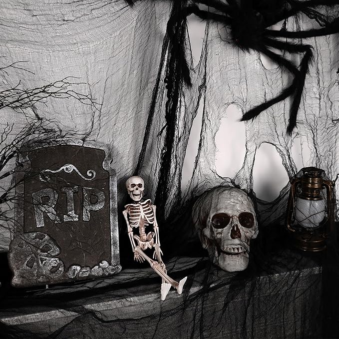 ZYP 410 x 80 Halloween Creepy Cloth Black Spooky Fabric Gauze Spooky Giant Cheese Cloth for Halloween Party Supplies Decorations