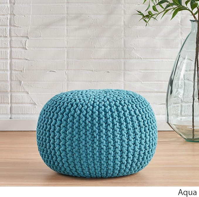 Moro Fabric Pouf, Aqua