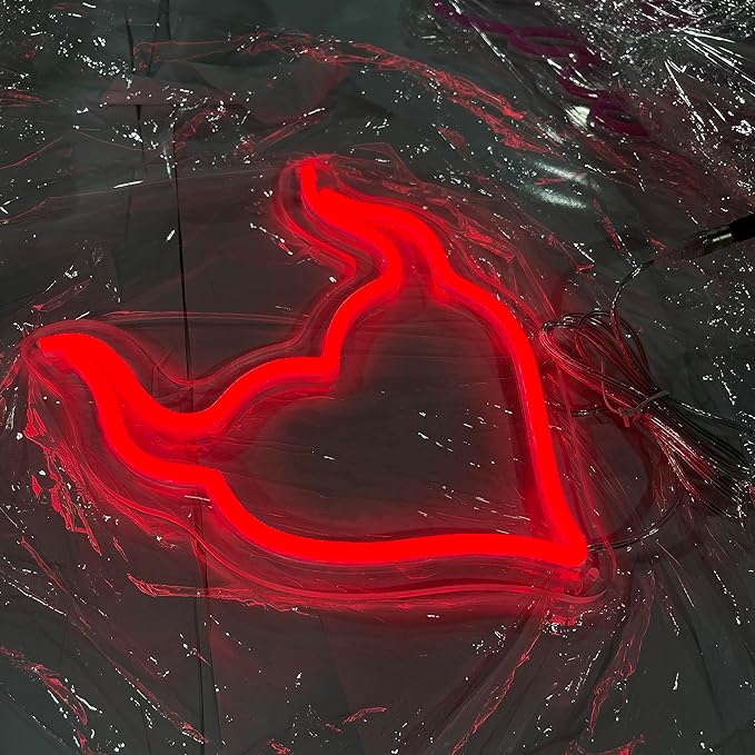 Devil Heart Neon Sign,Red Neon Heart for Bedroom,Halloween USB Powered LED Light Wall Decor,Demon Aesthetic for Party-10" Red
