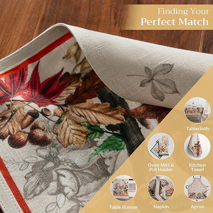Maison d' Hermine Placemats Set of 4 100% Cotton Washable Cloth Place Mats, Reusable Table Mats for Kitchen Dining Decoration, Party, Wedding, Restaurant (Recolte, 13" x 19")