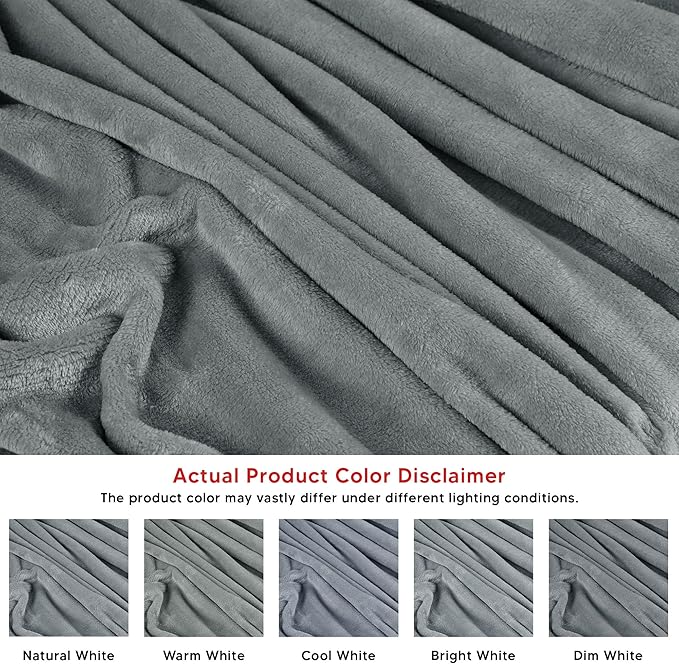 Utopia Bedding Cool Grey Fleece Blanket Queen Size Fuzzy Soft Anti-Static Microfiber Bed Blanket (90x90 Inch)
