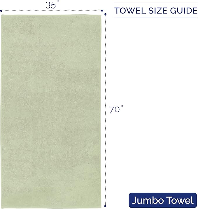 Elegant Comfort Premium Turkish Cotton 1 Piece Jumbo Bath Towel - 35 x 70 inch, Luxurious Hotel Spa Quality 100% Turkish Cotton Large Bath Towel - Highly Absorbent - Soft Bathroom Towel, Mint Green