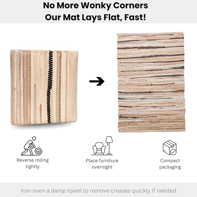 Rug Area Rugs Cotton Linen 2x3 Ft Multicolour Chindi for Livingroom Bedroom Washable RagRug Reversible Farmhouse Kitchen RunnerRug Carpet Area Runner Mat for Hallway, Entryway