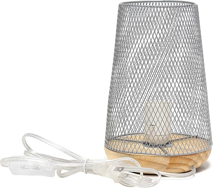 Simple Designs LT1074-GRY Wired Mesh Uplight Table Lamp, Gray