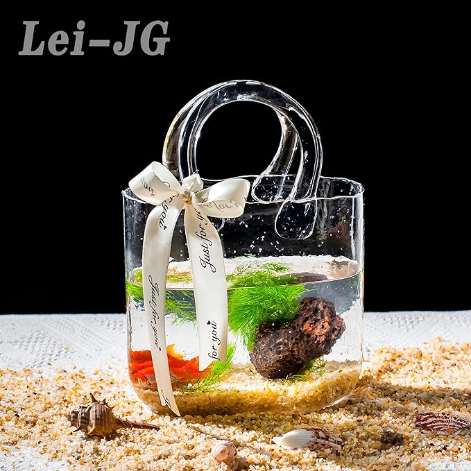 Crystal Handbag Shape Flower Vase - Transparent, Fish Bowl, Home Decor, Events, Office, Garden, Wedding