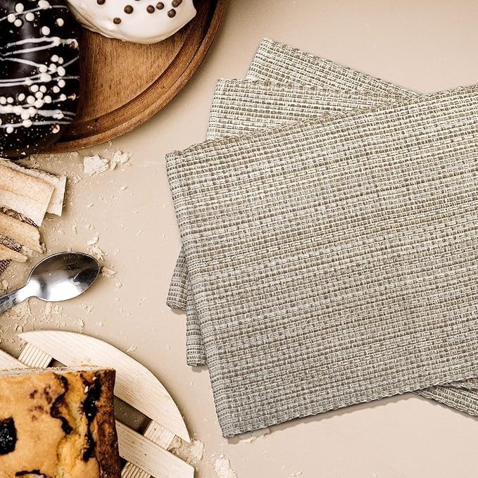 Urban VillaPlacemats for Dining Table 100% CottonPlacemats 14''x20'' Over Sized Tablemats Set of 6 Placemats Egg Shell Two Tone Tablemats for Family Dinners Wedding Parties Everyday UsePlacemats