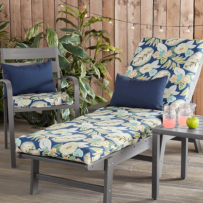 Greendale Home Fashions Outdoor 18-inch Round Reversible Seat Cushion, 2-Pack, Magnolia Floral 2 Count