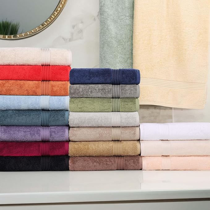 Superior Egyptian Cotton 8-Piece Towel Set, Assorted Towels for Home Bathroom, Master, Guest Bath, Decor Essentials, Includes 2 Bath, 2 Hand, 4 Face Towels/Washcloths, Quick Dry, Absorbent, Charcoal