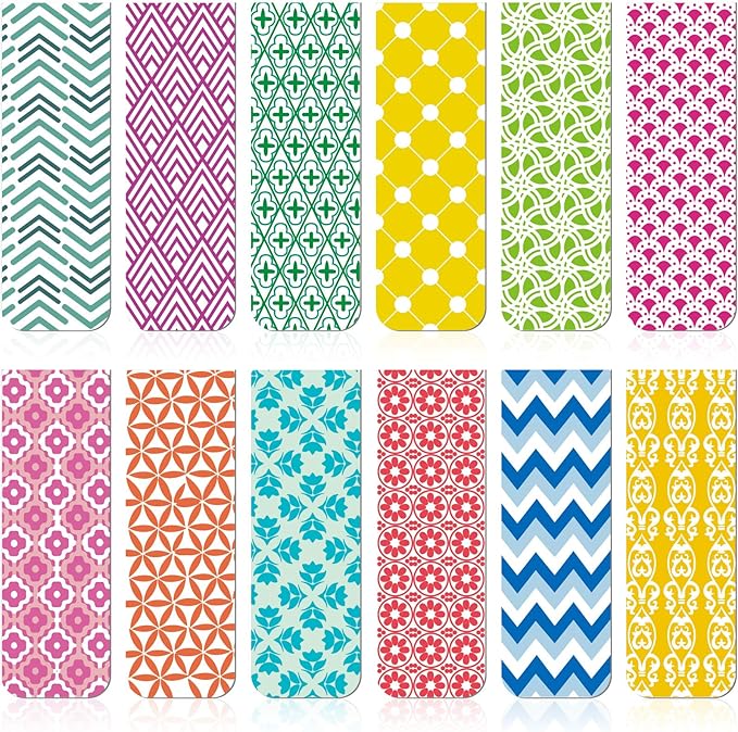 Zonon 24 Pcs Magnetic Bookmarks Clips Women Christmas Bookmark Magnetic Page Markers for Women Colorful Page Markers for Students Teachers Reading Xmas Gift(Cute)