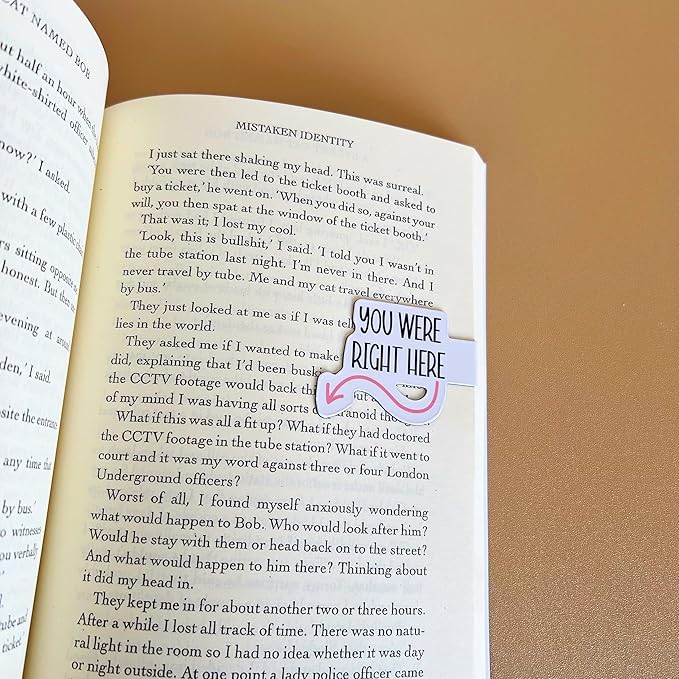 2 Pcs Water-Resistant Magnetic Bookmarks for Book Lovers, Bookworm, Page Markers for Students Teachers Reading (You Fell Asleep Here & You were Right Here)