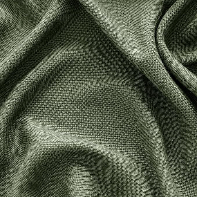 MIULEE Non-See-Through Privacy Linen Curtains 2 Panels, Olive Green Light Filtering Window Curtains Farmhouse Textured Back Tab Semi Sheer Drapes for Bedroom Living Room 90 Inches Long Dark Green