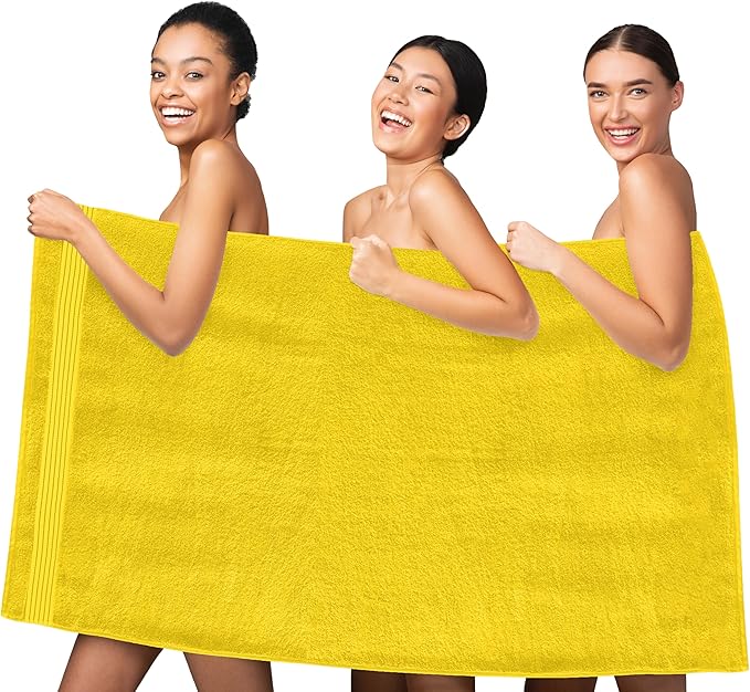 Elegant Comfort Premium Turkish Cotton 1 Piece Jumbo Bath Towel - 35 x 70 inch, Luxurious Hotel Spa Quality 100% Turkish Cotton Large Bath Towel - Highly Absorbent - Soft Bathroom Towel, Yellow