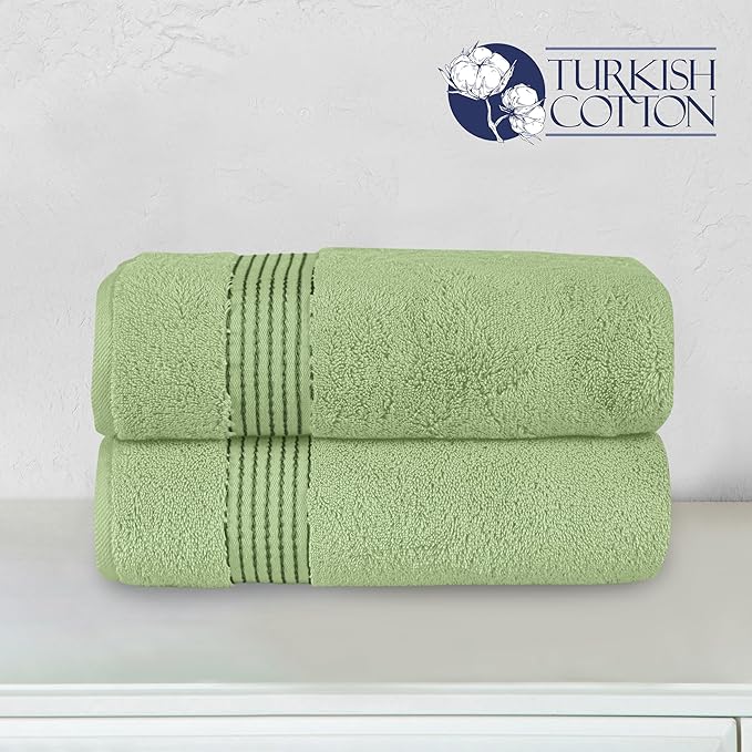 Elegant Comfort Premium Turkish Cotton 2 Pack Bath Towel Set - 27 x 54 inch, Luxurious Hotel Spa Quality 100% Turkish Cotton 2PC Bath Towel Set - Highly Absorbent - Soft Bathroom Towels, Sage
