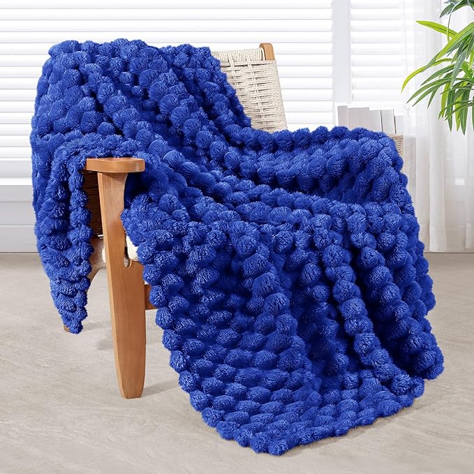 Whale Flotilla Throw Blanket for Couch with Jacquard Pattern, Fuzzy Soft Cozy Exquisite Blankets for All Season, Warm and Fluffy, 50x60 Inch, Blue