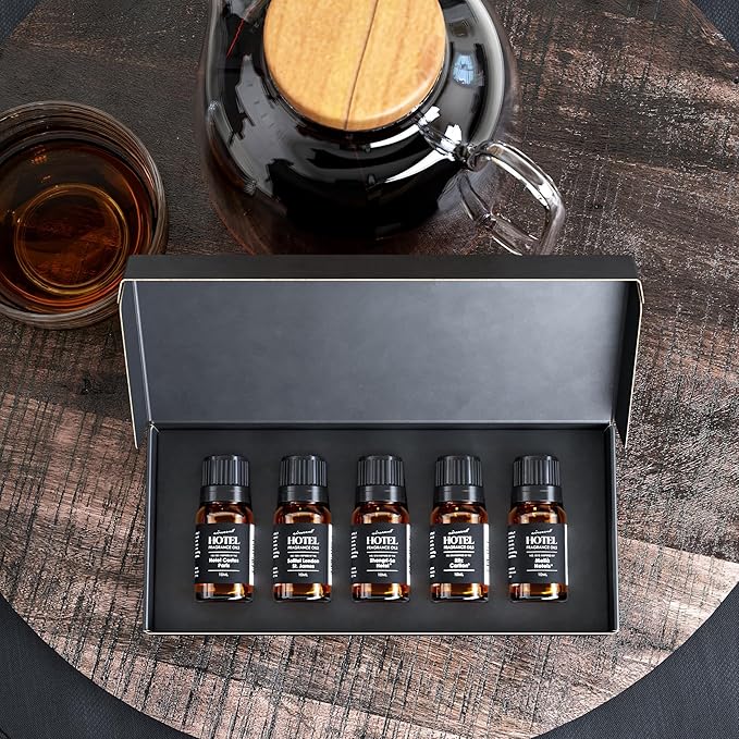 AirScent Hotel Diffuser Oil Gift Set - International Traveler Hotel Scents - 10 mL, 0.34 fl oz Fragrance Oil Set - Inspired by The London St. James, Shangri-La, Costes Paris, Ritz Carlton and Melia