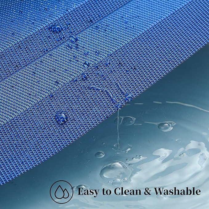 Leetaltree Blue Frame Placemats Set of 4 - Heat Resistant Non-Slip Place mats for Dining Table, Washable Durable PVC Vinyl Woven Table Mats(Blue Frame, 4)