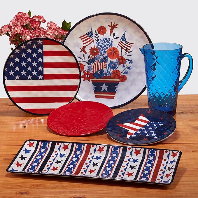 Certified International Stars & Stripes 12 Piece Melamine Dinnerware Set, Service For 4