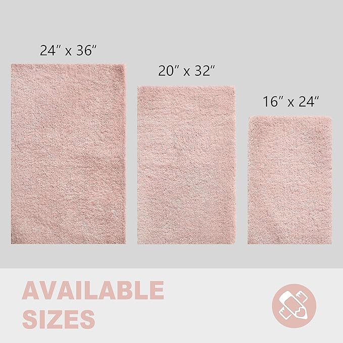CozeCube Upgraded Shaggy Bath mat for Bathroom Non Slip 20" X 32", Super Soft Quick Dry Bath Rugs, Fluffy Plush Bathroom Rugs Machine Washable, Dusty Pink