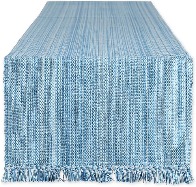 DII Variegated Tabletop Collection, Table Runner, 13x72, Light Blue