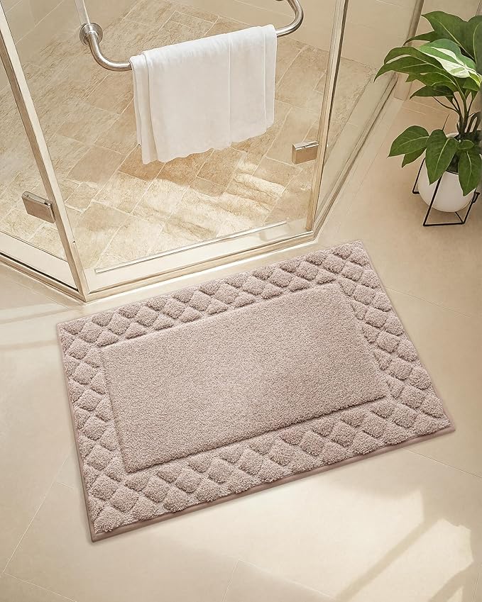 Color&Geomety Large Bath Mats for Bathroom Non Slip 24"x36", Absorbent Light Brown Bathroom Rugs Washable, Luxury Bathroom Mat Shower Mat Outside Shower