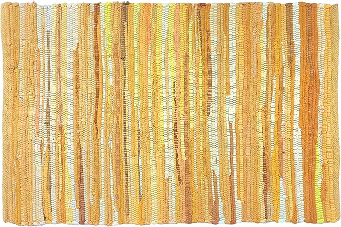 Rug Area Rugs Cotton Mustard 24x36 Inches Multicolour Chindi for Livingroom Washable RagRug Reversible Farmhouse Kitchen RunnerRug Carpet Area Runner Mat for Hallway, Entryway