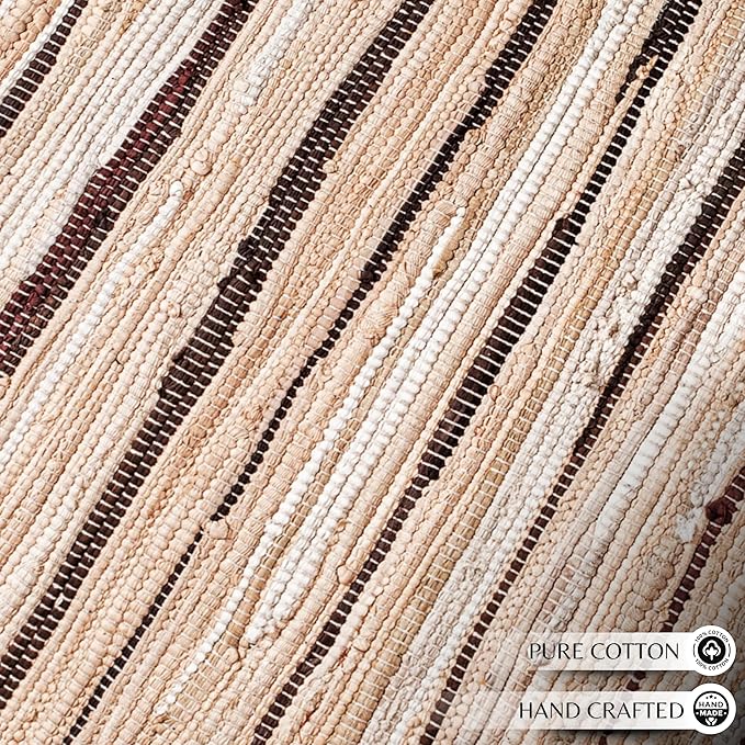 Rug Area Rugs Cotton Linen 2x3 Ft Multicolour Chindi for Livingroom Bedroom Washable RagRug Reversible Farmhouse Kitchen RunnerRug Carpet Area Runner Mat for Hallway, Entryway