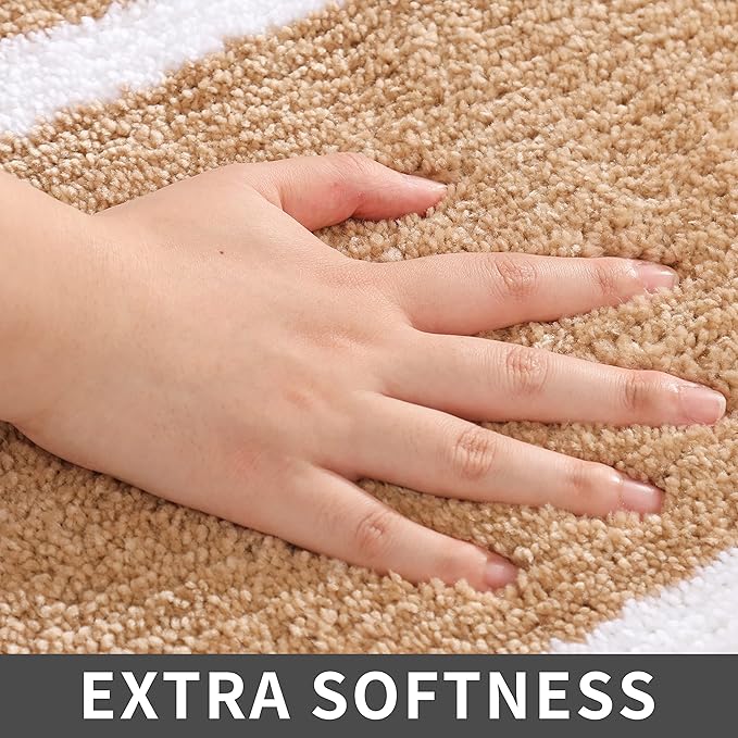 COSY HOMEER Extra Thick Bath Rugs - Anti-Slip Bath Linen Sets Mats Soft Plush 100% Strong Polyester Mat Living Room Bathroom Water Absorbent(Beige,17x27 - Inches)
