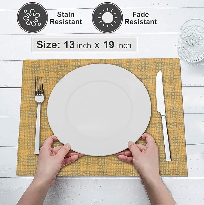 Ruvanti Placemats 100% Cotton 13x19 Inch, Dining Table Placemats Set of 6, Modern Place Mats for Dining Table Decor, Kitchen & Table Linens, Coffee Mat for Christmas Dinners - Wet Net