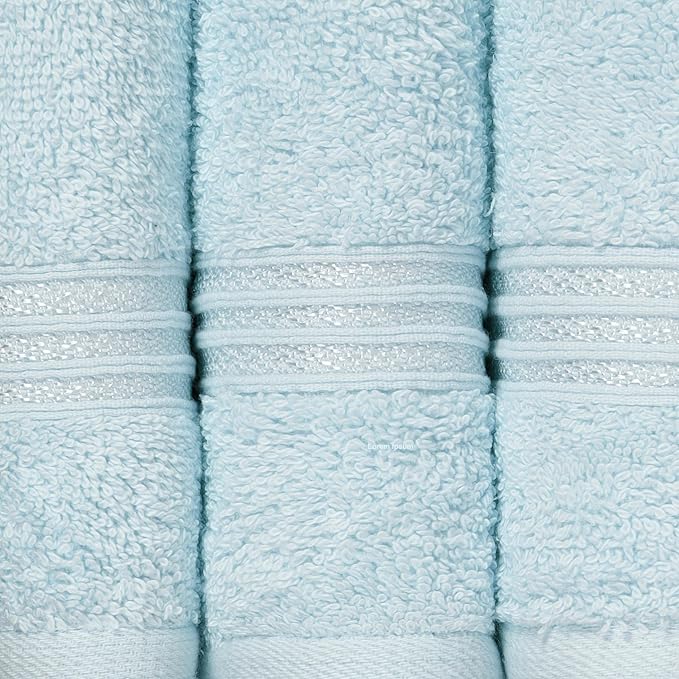 Superior Egyptian Cotton 10-Piece Face Towel Set , Small Towels For Facial, Spa, Quick Dry, Absorbent Towels, Bathroom Accessories, Guest Bath, Home Essentials, Washcloth, Airbnb, Light Blue