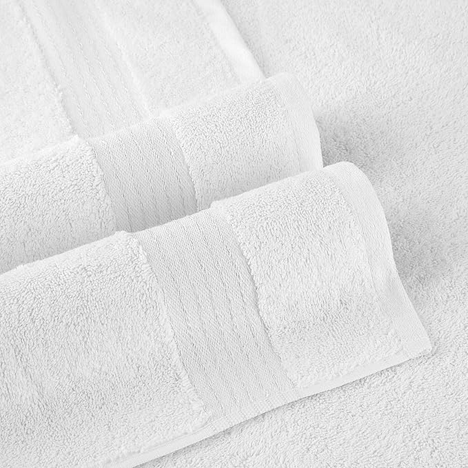 Elegant Comfort Premium Turkish Cotton 6 Pack Washcloths Set - 13 x 13 inch, Luxurious Hotel Spa Quality 100% Turkish Cotton 6PC Washcloth Set - Highly Absorbent - Soft Bathroom Towels, White
