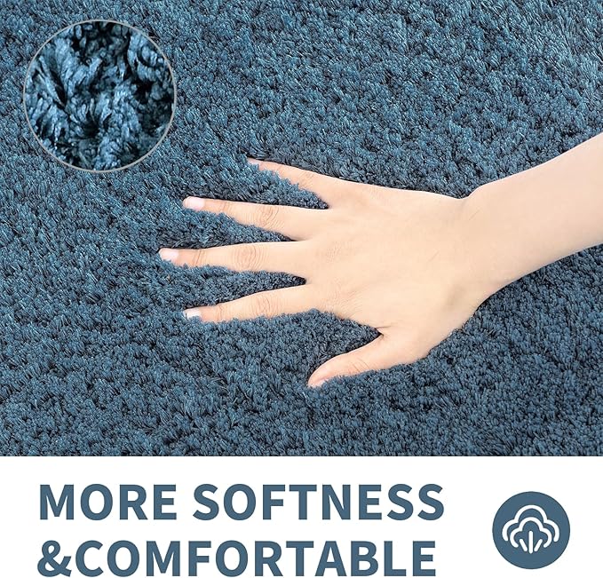 CozeCube Dusty Blue Bathroom Rugs 47" x 24", Bath mats for Bathroom Non Slip, Ultra Soft Bath Rugs Washable, Plush Microfiber Area Rugs for Bedroom