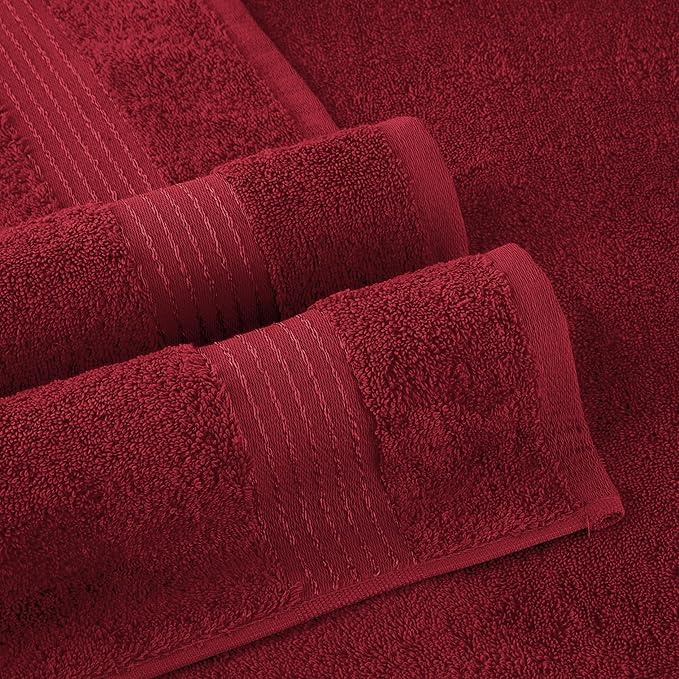 Elegant Comfort Premium Cotton 6-Piece Towel Set, Includes 2 Washcloths, 2 Hand Towels and 2 Bath Towels, 100% Turkish Cotton - Highly Absorbent and Super Soft Towels for Bathroom, Burgundy