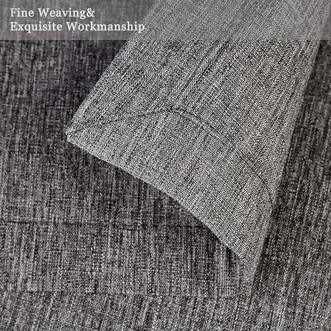 Mebakuk Cloth Placemats, Machine Washable Linen Style Thick Place Mats, Heat Resistant and Easy to Clean Fabric Table Mats for Kitchen Dining Table (Dark Grey, Set of 4)