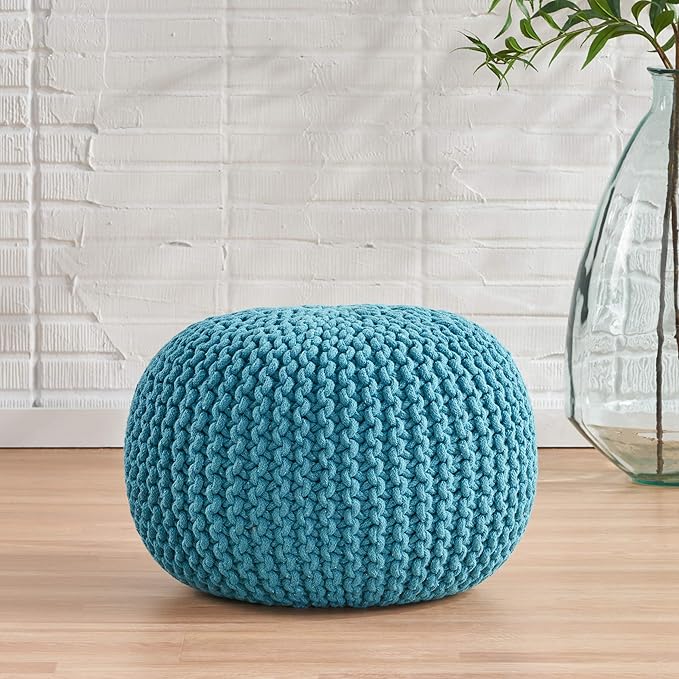 Moro Fabric Pouf, Aqua