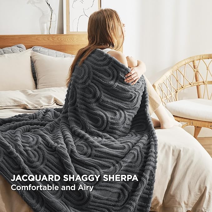 Bedsure Grey Throw Blanket for Couch - Super Soft & Cozy Summer Blankets for Women, Fluffy Fleece Throw for Girls, for Women Men, Ideal for Room, Home & Bedroom Decor, 50x60 Inches