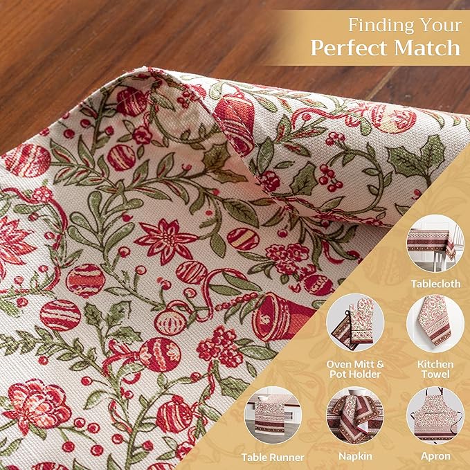 Maison d' Hermine Placemats Set of 4 100% Cotton Washable Cloth Place Mats, Reusable Table Mats for Kitchen Dining Decoration, Party, Wedding, Restaurant (Reveillon Au Jardin, 13" x 19")