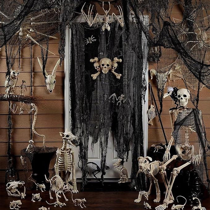 ZYP 410 x 80 Halloween Creepy Cloth Black Spooky Fabric Gauze Spooky Giant Cheese Cloth for Halloween Party Supplies Decorations