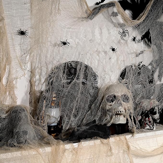 ZYP 315 x 78.7in Halloween Creepy Cloth Beige Spooky Fabric Gauze Spooky Giant Cheese Cloth for Halloween Party Supplies Decorations