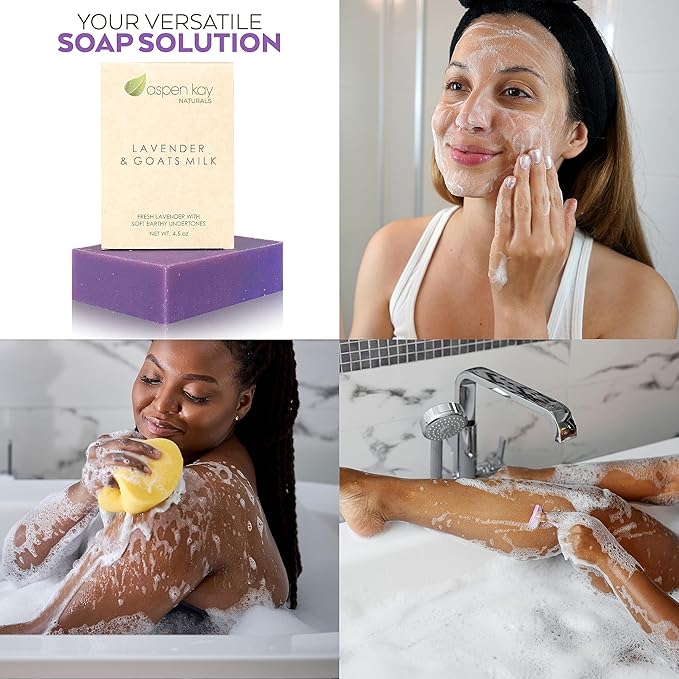 Aspen Kay Naturals bar soap for women and men, Natural and Organic oils, Pure Essential oils, Good for all skin types. - Lavender and Goats Milk