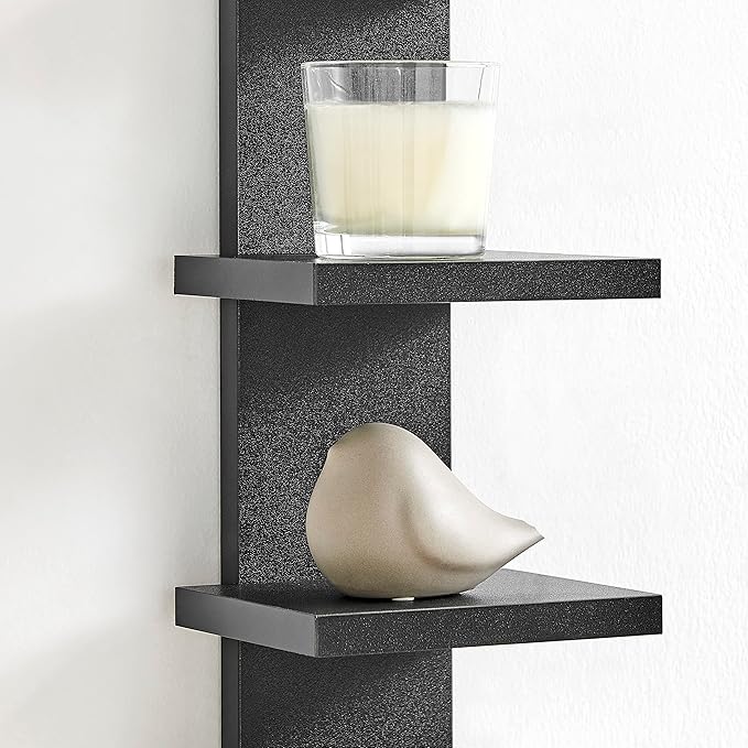 Danya B 5 Tier Wall Shelf Unit Narrow - Vertical Column Ladder Shelf, Floating Storage, Home Decor Organizer, Tall Tower Design, Utility Shelving, Bedroom, Living Room (Black)