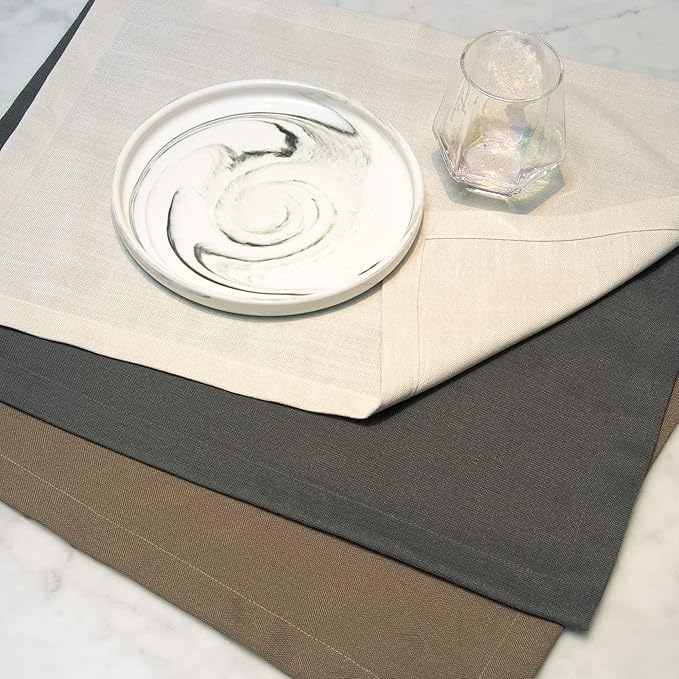 Table Placemats, Machine Washable, Non-Wrinkle Linen Texture Farmhouse Modern Dining Table Mats Set of 6, Natural