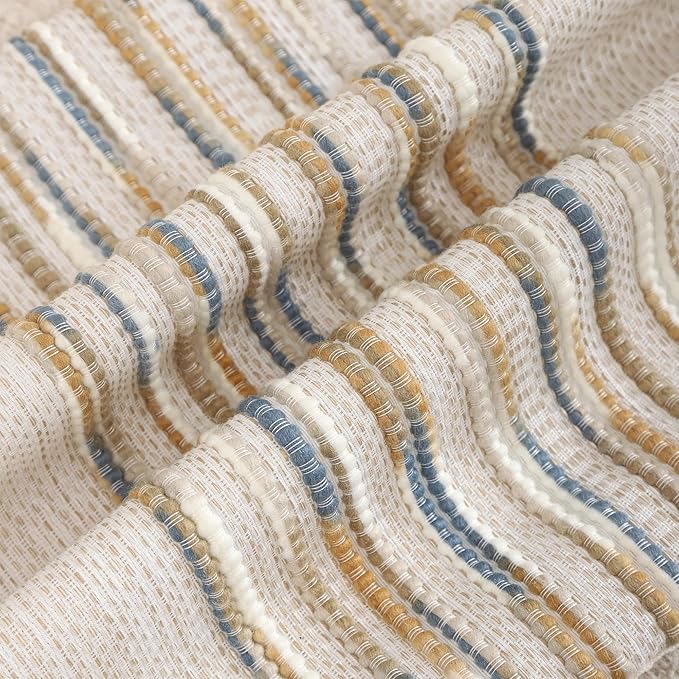Tosleo Decorative Throw Pillow Covers 18x18 inch Set of 2 Boho Chenille Tufted Pillow Cover Textured Pillow Covers Striped Pillow Cases Accent Pillow Cases Farmhouse Cushion Case,Yellow and Blue