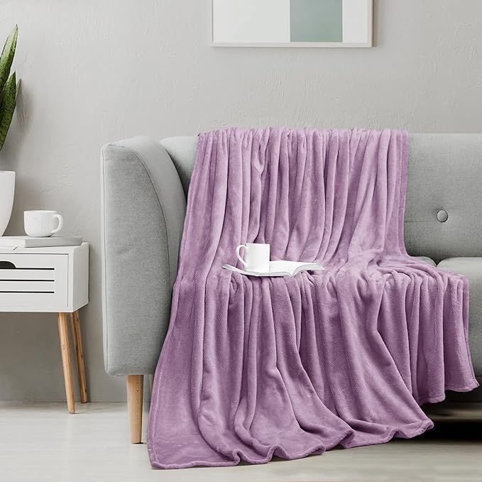 Utopia Bedding Lilac Fleece Blanket King Size Lightweight Fuzzy Soft Anti-Static Microfiber Bed Blanket (90x102 Inch)