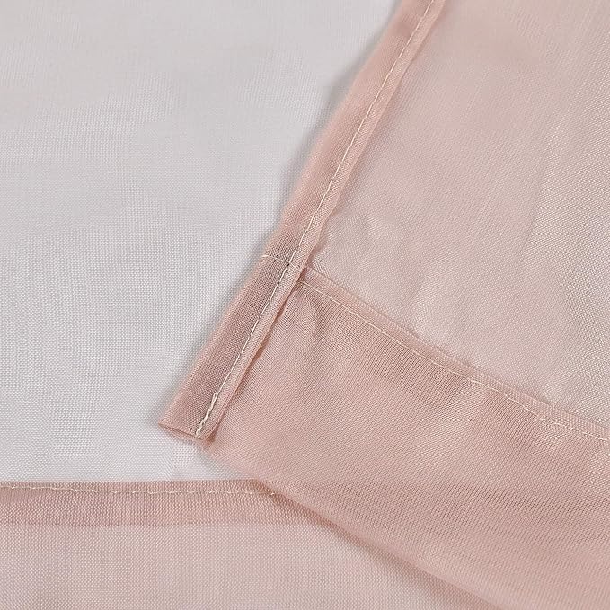 DONREN 2 Panels Solid Color Blush Pink Sheer Curtains Elegant Rod Pocket Window Voile Panels Drapes for Bedroom Living Room (52X84 Inches)