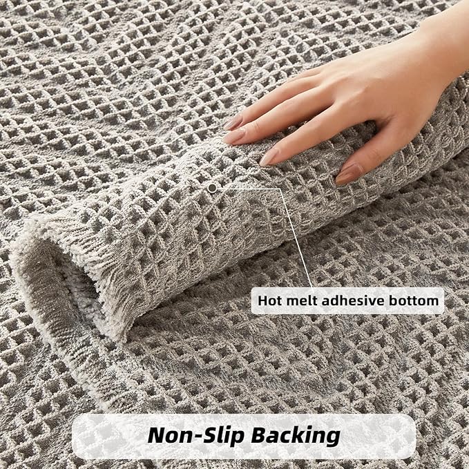 Bathroom Runner Rug Super Absorbent Non Slip Long Bath Mat Machine Washable Boho Bathroom Rugs Quick Dry Rug Runners for Hallway Bedroom Laundry Room,Grey, 2'x 6'(24" x 72")