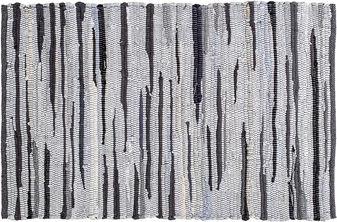 Rug Area Rugs Cotton Charcoal 2x3 Ft Multicolour Chindi for Livingroom Bedroom Washable RagRug Reversible Farmhouse Kitchen RunnerRug Carpet Area Runner Mat for Hallway, Entryway